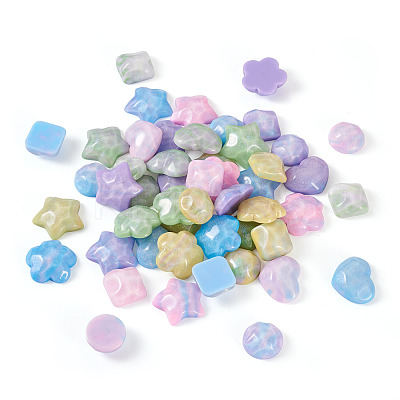 50Pcs 25 Styles Opaque Resin Cabochons CRES-BT0001-04-1
