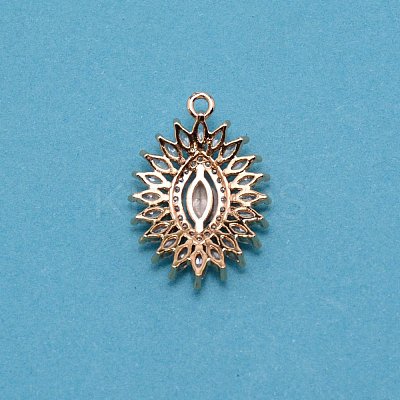Brass Micro Pave Clear Cubic Zirconia Pendants ZIRC-WH0007-003-1