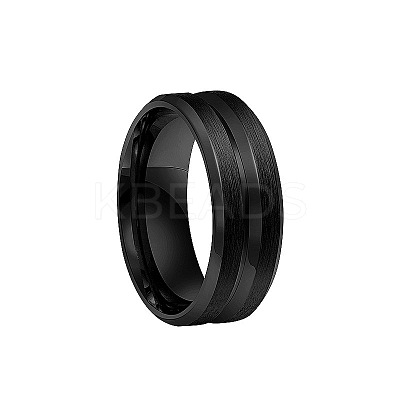Grooved 201 Stainless Steel Finger Rings for Men WG2ADDA-27-1