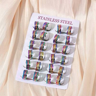 304 Stainless Steel Polishing Effect Hoop Earrings Ion Plating(IP) EJEW-M001-37A-1
