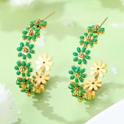 304 Stainless Steel Enamel Stud Earrings EJEW-S226-02G-03-1