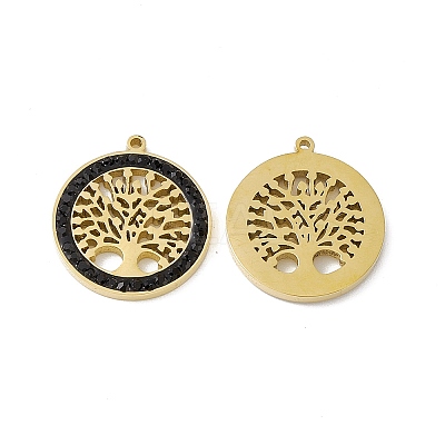 PVD Vacuum Plating 201 Stainless Steel Rhinestone Pendants STAS-J401-VC779-1