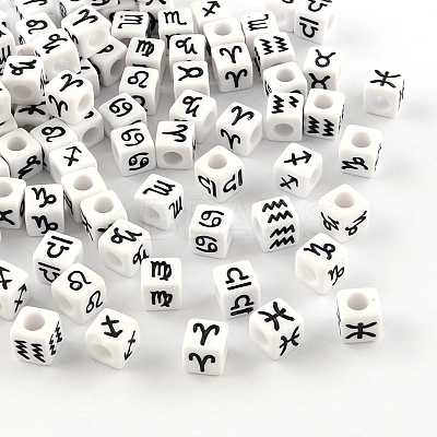 Constellation/Zodiac Sign Opaque Acrylic European Large Hole Beads OPDL-S080-01-1