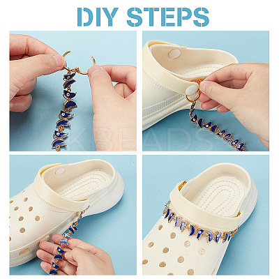 1 Set Alloy Enamel Butterfly with Evil Eye Link Shoe Decoration Chain FIND-NB0004-12-1