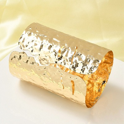 Textured Alloy Open Cuff Bangles for Women BJEW-K272-04G-1