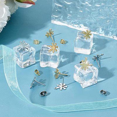 80Pcs 2 Colors 201 Stainless Steel Stud Earrings Findings with 304 Stainless Steel Pin and Loop STAS-UN0035-57-1