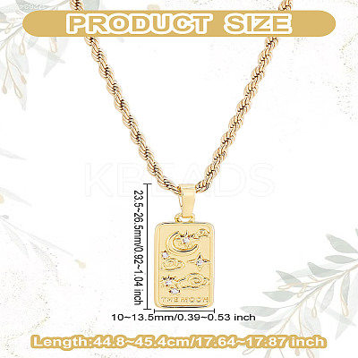 1Pc Brass with Cubic Zirconia Pendants Necklaces NJEW-LP0001-46B-G-1