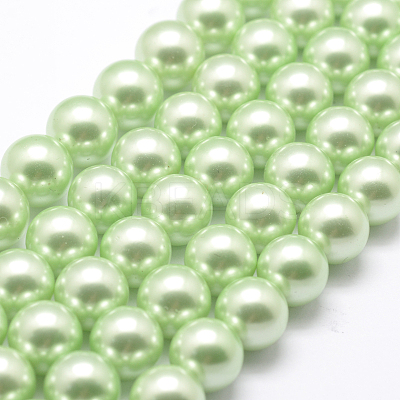 Polished Round Grade A Shell Pearl Bead Strands BSHE-M027-6mm-21-1
