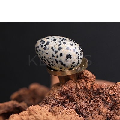 Natural Dalmatian Jasper Egg Figurines Statues for Home Office Desktop Decoration PW-WG1DC51-06-1