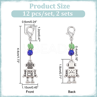 Robot Pendant Stitch Markers HJEW-AB00294-1