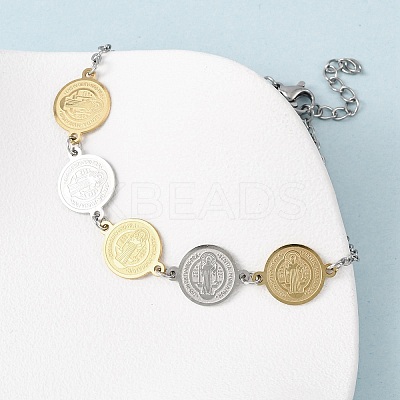 Religion 304 Stainless Steel Link Bracelets for Women LS-BJEW-F524-03GP-1