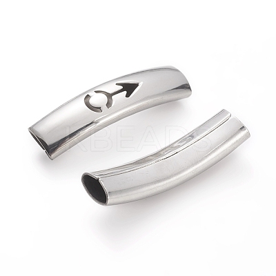 Non-Tarnish 201 Stainless Steel Curved Tube Beads STAS-D169-30P-1