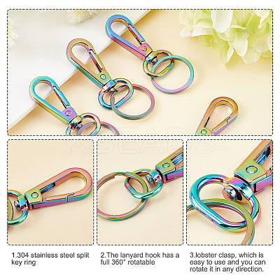 10Pcs Rainbow Color Zinc Alloy Keychain Clasps FIND-PH0006-45-1