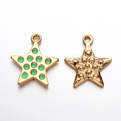 Light Gold Plated Alloy Enamel Star Pendants ENAM-J545-03KCG-1