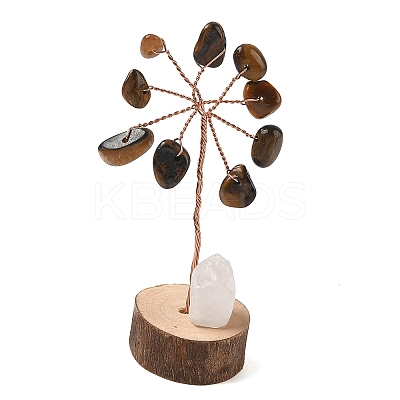 Natural Tiger Eye Chips Tree of Life Decorations DJEW-P022-02A-03-1