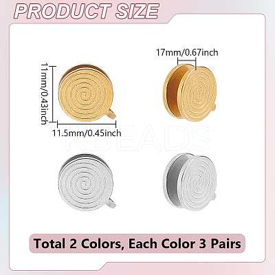 12Pcs 2 Colors 304 Stainless Steel Vortex Cuff Earrings EJEW-UN0002-54-1