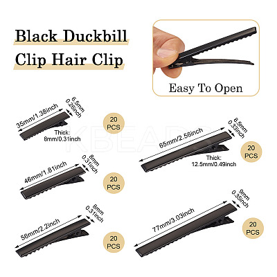 100Pcs 5 Styles Iron Alligator Hair Clips Findings PHAR-TA0001-07-1