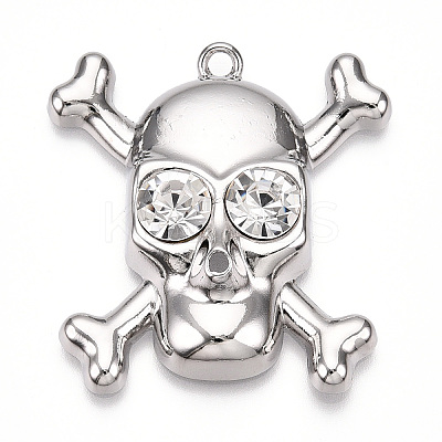 Rack Plating Alloy Rhinestone Pendants PALLOY-N176-108B-P-1