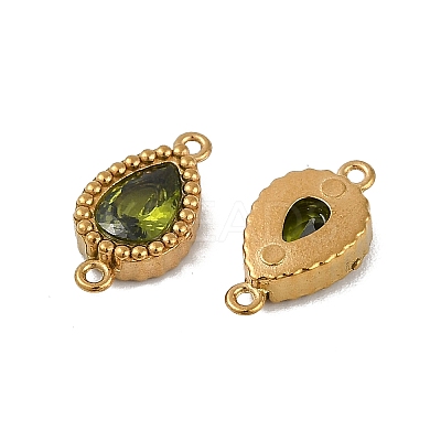 Ion Plating(IP) 304 Stainless Steel Cubic Zirconia Teardrop Links Connector Charms X-STAS-K256-23G-1