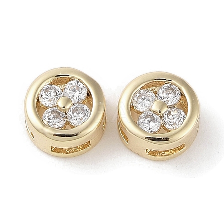 Brass Micro Pave Clear Cubic Zirconia Beads KK-G491-33G-1