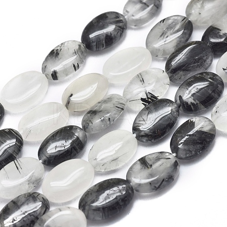 Natura Tourmalinated Quartz/Black Rutilated Quartz Beads Strands G-D0001-19-1