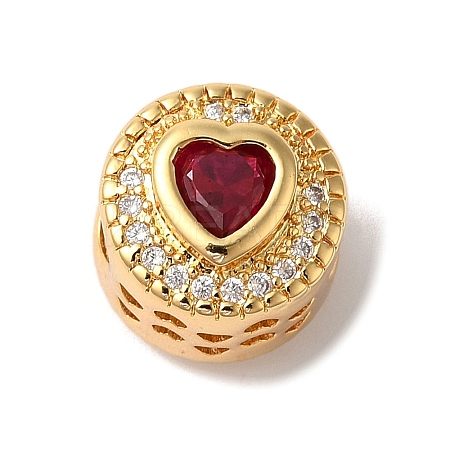 Heart Real 18K Gold Plated Brass Micro Pave Cubic Zirconia European Beads KK-G511-01G-04-1