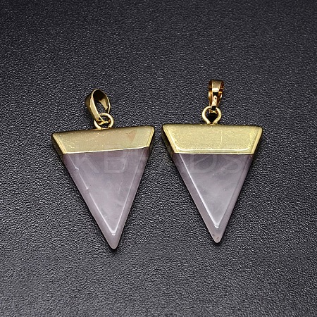 Natural Rose Quartz Pendants G-P050-05G-1