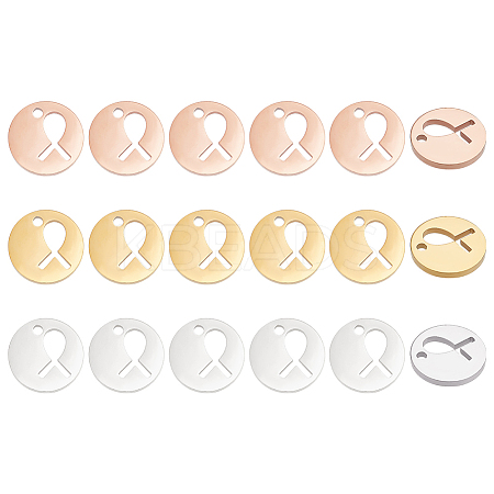 18Pcs 3 Colors Stainless Steel Charms STAS-PH0006-31-1