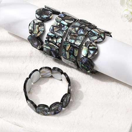 Natural Abalone Paua Shell Stretch Beaded Stretch Bracelets for Women BJEW-A151-01-1