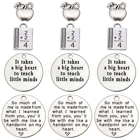 40Pcs 4 Style Tibetan Style Alloy Pendants for Teachers' Day TIBE-SC0001-80-1