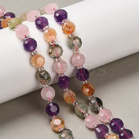 Natural Amethyst & Prehnite & Rose Quartz & Citrine Beads Strands G-B153-A12-1