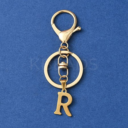 304 Stainless Steel Initial Letter Charm Keychains KEYC-YW00005-18-1