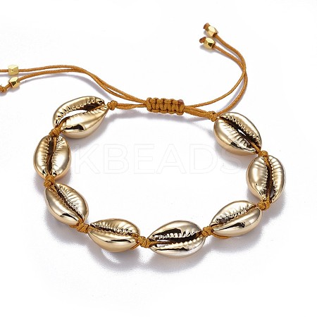 Cowrie Shell Braided Bead Bracelets BJEW-JB04325-1