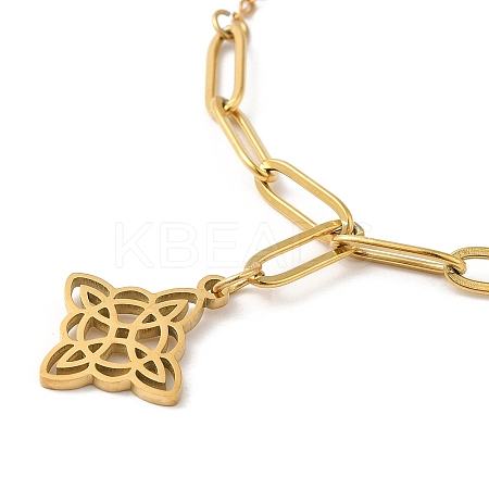 304 Stainless Steel Pendant Necklaces with Paperclip Chains LS-NJEW-P283-01G-1