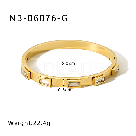 304 Stainless Steel Pave Cubic Zirconia Bangles FS-WG09E60-10-1
