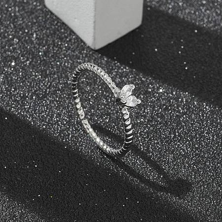 Heart Clear Cubic Zirconia Cuff Rings RJEW-G337-14P-1