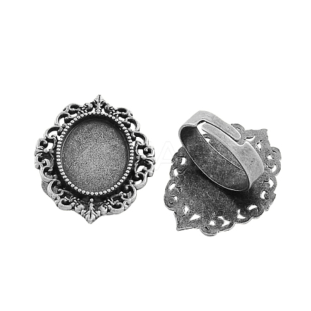Vintage Adjustable Iron Finger Ring Components Alloy Cabochon Bezel Settings X-PALLOY-Q300-09AS-NR-1
