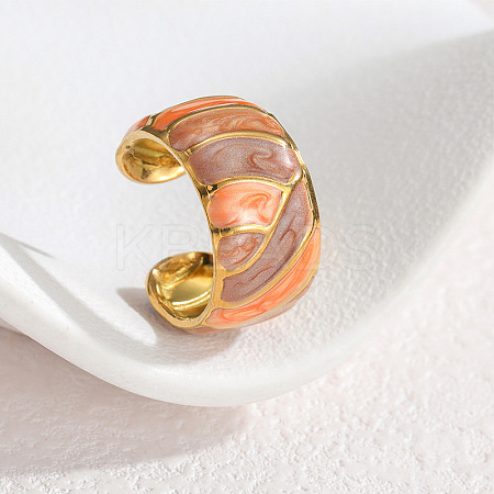 304 Stainless Steel Enamel Cuff Open Rings WG35DFF-21-1