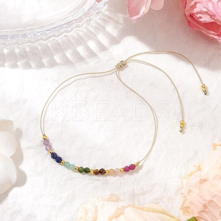 Chakra Theme Adjustable Natural Mixed Gemstone Braided Bead Bracelets for Women BJEW-JB11618-01-1