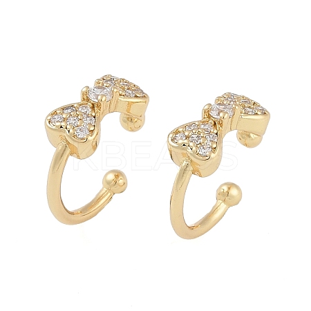 Brass Micro Pave Clear Cubic Zirconia Cuff Earring for Women EJEW-S225-19G-03-1