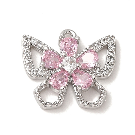 Brass Micro Pave Clear Cubic Zirconia Charms LS-KK-G499-08P-1