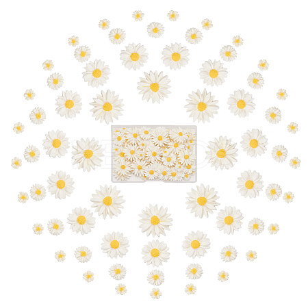 100Pcs 4 Styles Flatback Hair & Costume Accessories Ornaments Resin Flower Daisy Cabochons CRES-NB0001-37B-1