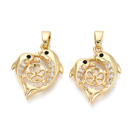 Brass Micro Pave Clear Cubic Zirconia European Dangle Charms Bails KK-N276-13G-1