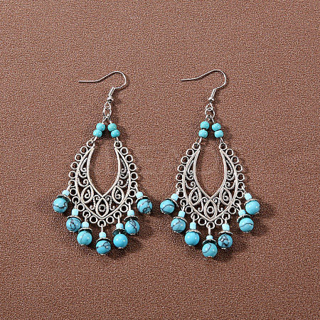 Bohemian tassel turquoise earrings JU8957-9-1