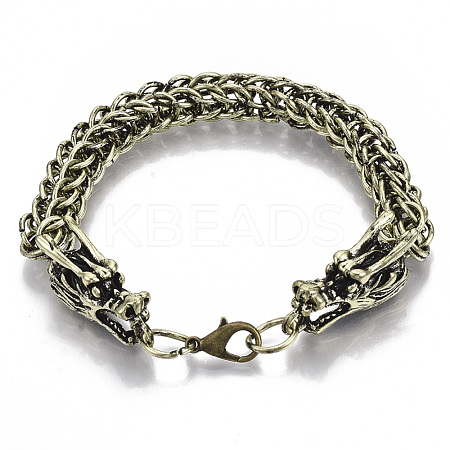 Men's Alloy Wheat Chain Bracelets BJEW-T014-09AB-1