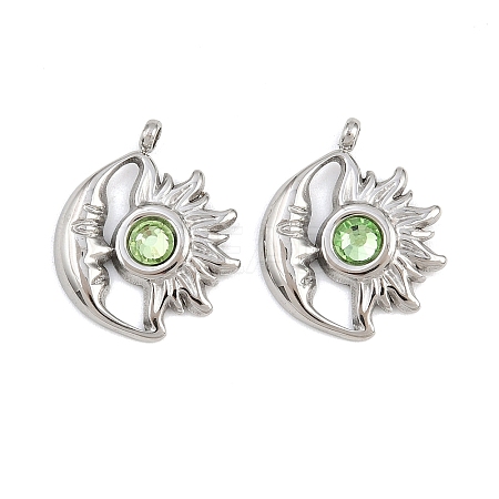 304 Stainless Steel Rhinestone Pendants STAS-Z166-24P-08-1