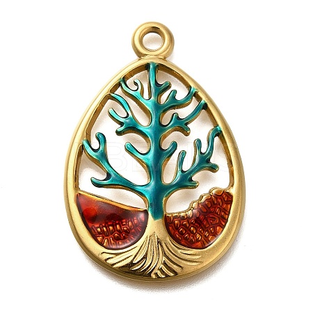 Ion Plating(IP) 304 Stainless Steel Enamel Pendants STAS-I313-03B-1