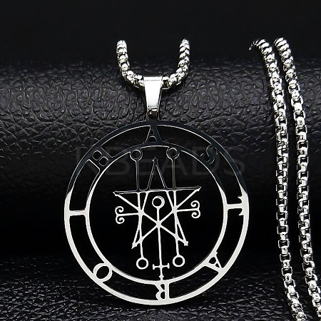 201 Stainless Steel Demonic Symbol Pentagram Pendant Necklaces FS-WG4F203-01-1