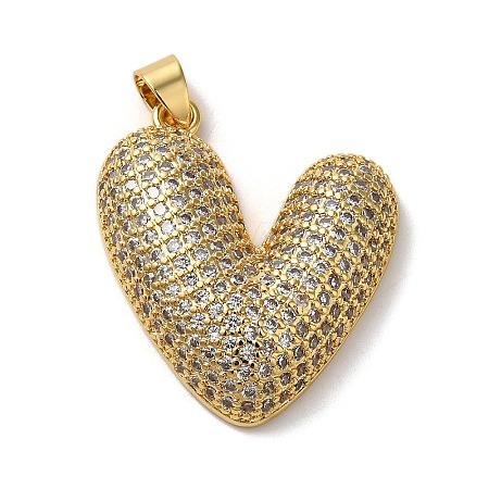 Rack Plating Brass Micro Pave Clear Cubic Zirconia Pendants KK-K345-11G-1