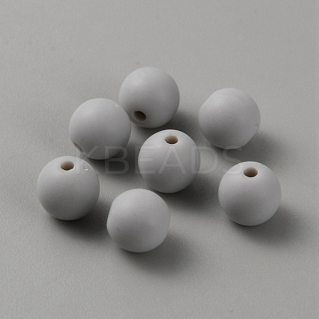Acrylic Frosted Round Beads FACR-WH0001-06A-04-1